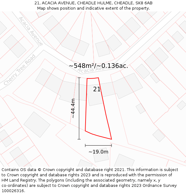 21, ACACIA AVENUE, CHEADLE HULME, CHEADLE, SK8 6AB: Plot and title map