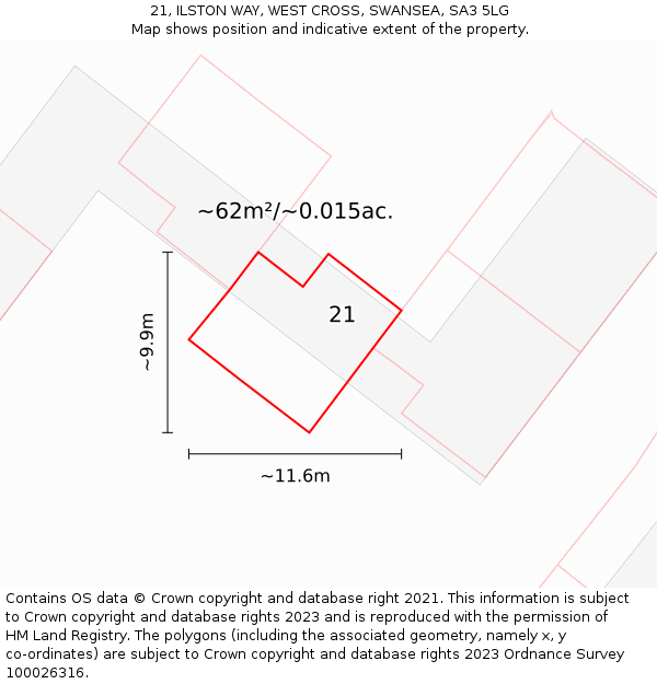 21, ILSTON WAY, WEST CROSS, SWANSEA, SA3 5LG: Plot and title map