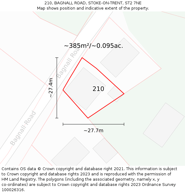 210, BAGNALL ROAD, STOKE-ON-TRENT, ST2 7NE: Plot and title map