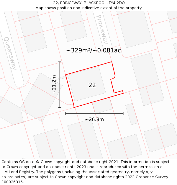 22, PRINCEWAY, BLACKPOOL, FY4 2DQ: Plot and title map