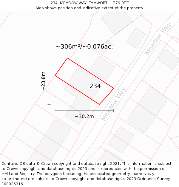 234, MEADOW WAY, TAMWORTH, B79 0EZ: Plot and title map