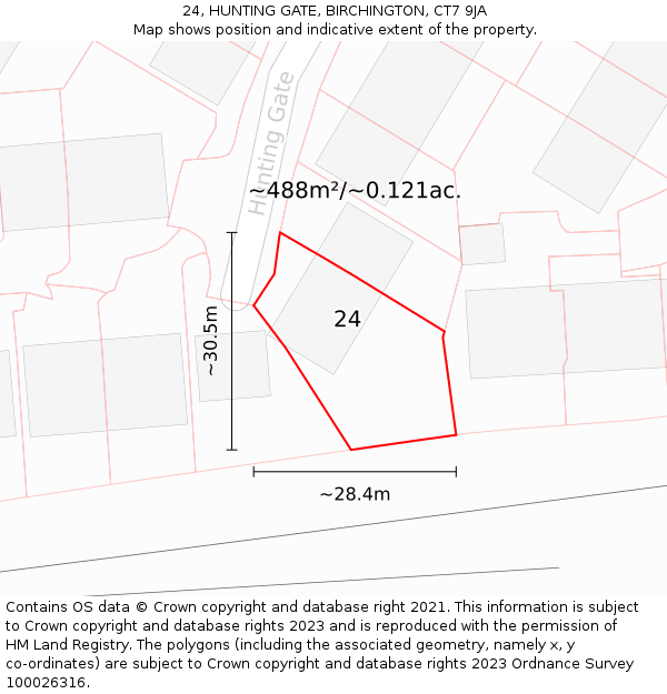 24, HUNTING GATE, BIRCHINGTON, CT7 9JA: Plot and title map