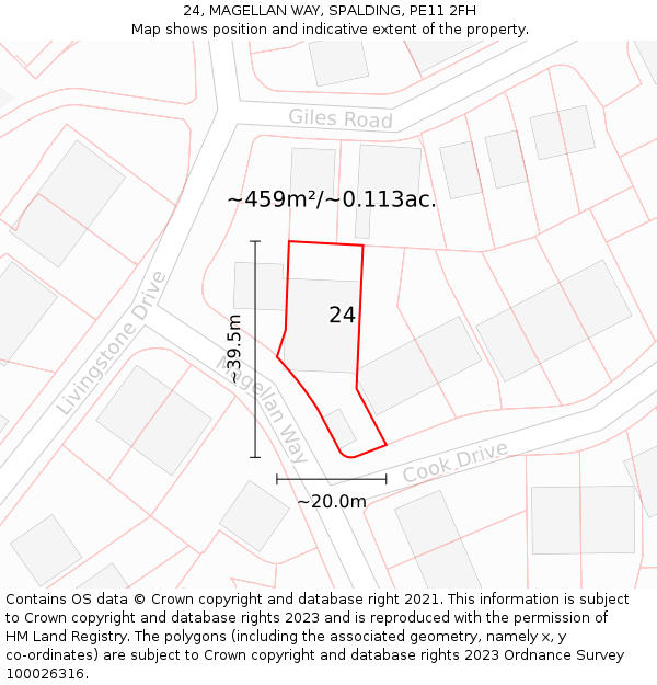 24, MAGELLAN WAY, SPALDING, PE11 2FH: Plot and title map