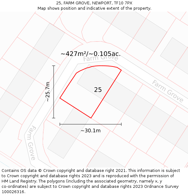 25, FARM GROVE, NEWPORT, TF10 7PX: Plot and title map