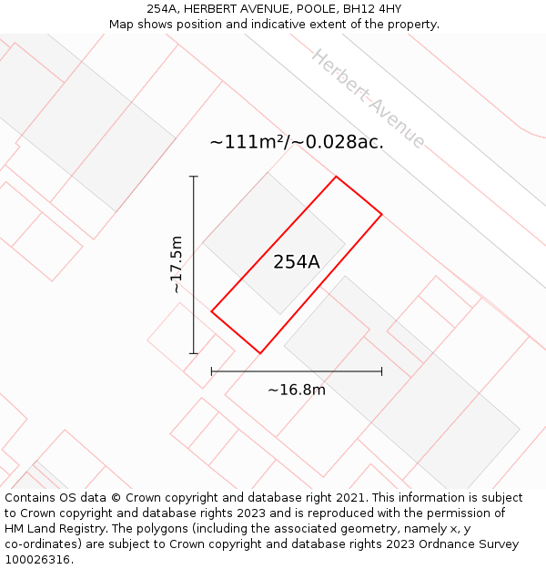 254A, HERBERT AVENUE, POOLE, BH12 4HY: Plot and title map