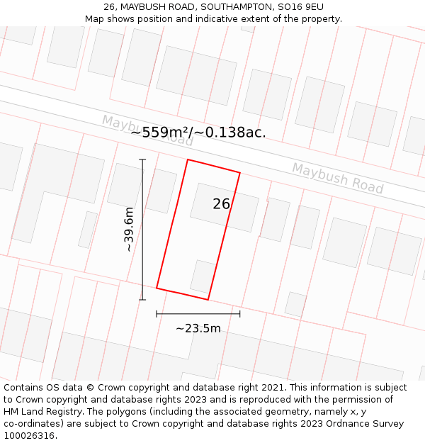 26, MAYBUSH ROAD, SOUTHAMPTON, SO16 9EU: Plot and title map