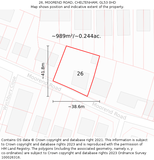 26, MOOREND ROAD, CHELTENHAM, GL53 0HD: Plot and title map