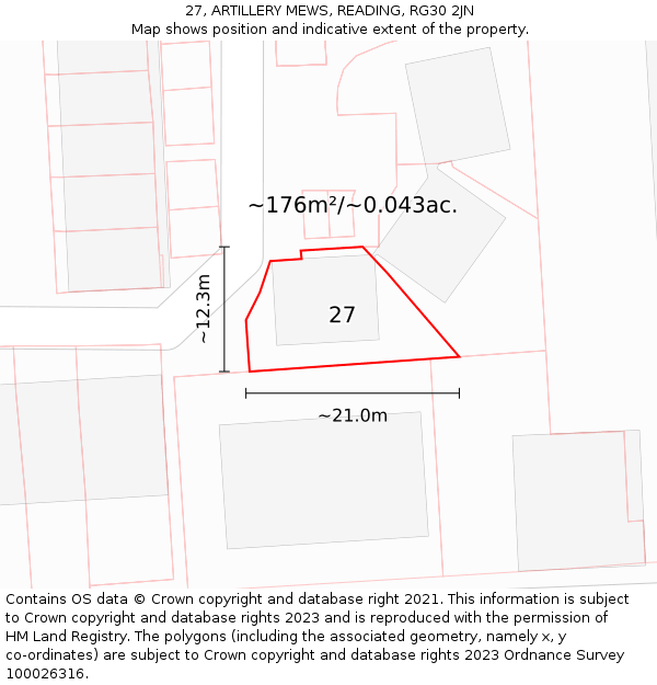 27, ARTILLERY MEWS, READING, RG30 2JN: Plot and title map