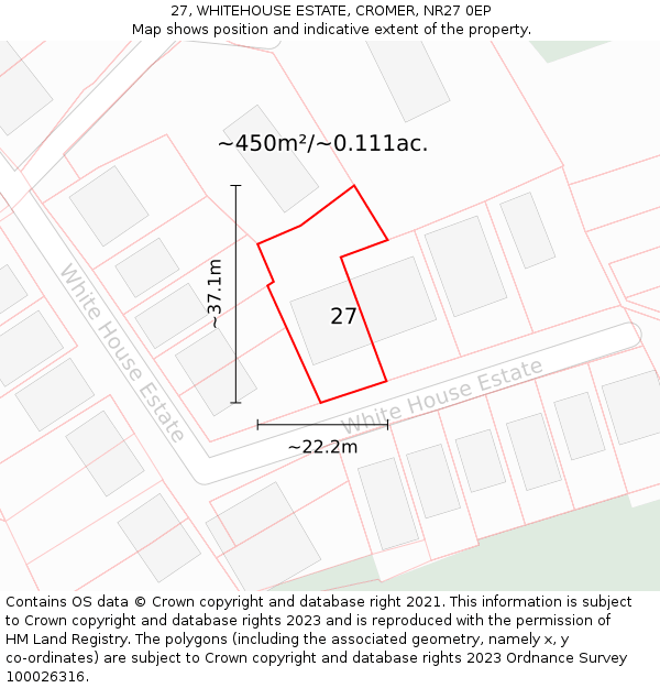 27, WHITEHOUSE ESTATE, CROMER, NR27 0EP: Plot and title map