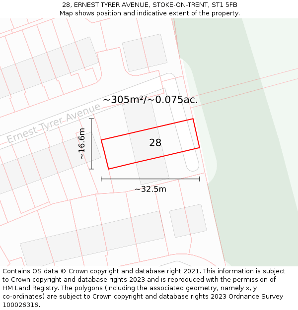 28, ERNEST TYRER AVENUE, STOKE-ON-TRENT, ST1 5FB: Plot and title map