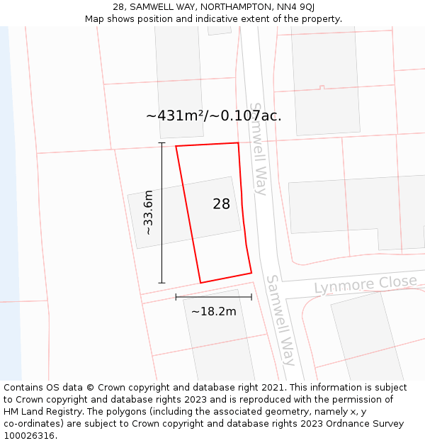 28, SAMWELL WAY, NORTHAMPTON, NN4 9QJ: Plot and title map