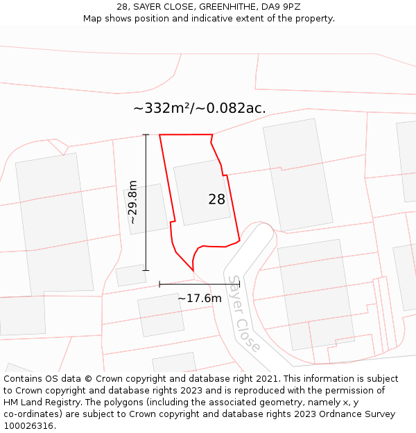 28, SAYER CLOSE, GREENHITHE, DA9 9PZ: Plot and title map