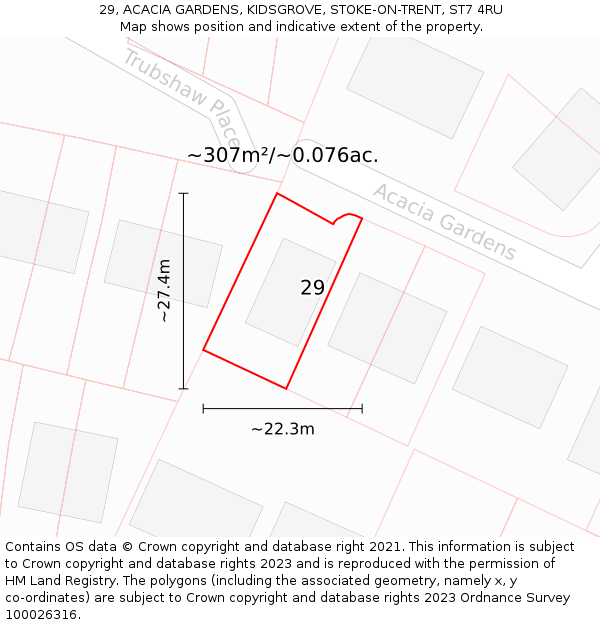 29, ACACIA GARDENS, KIDSGROVE, STOKE-ON-TRENT, ST7 4RU: Plot and title map