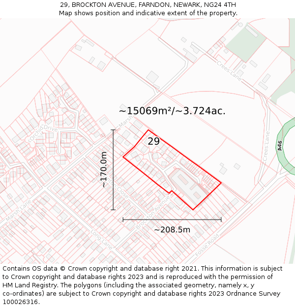 29, BROCKTON AVENUE, FARNDON, NEWARK, NG24 4TH: Plot and title map