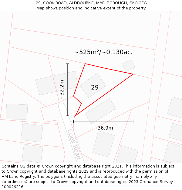 29, COOK ROAD, ALDBOURNE, MARLBOROUGH, SN8 2EG: Plot and title map