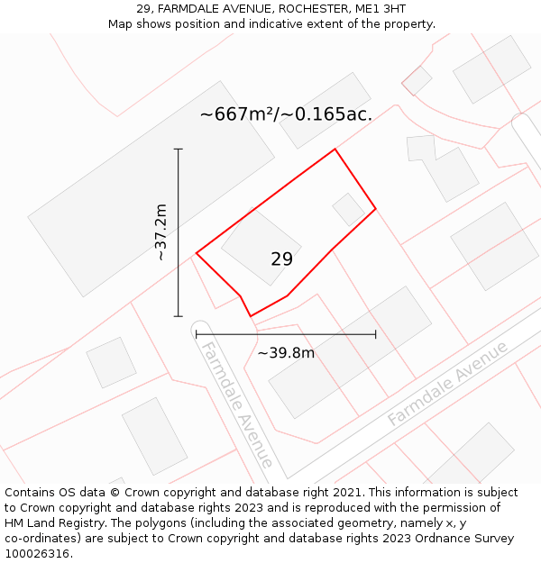 29, FARMDALE AVENUE, ROCHESTER, ME1 3HT: Plot and title map