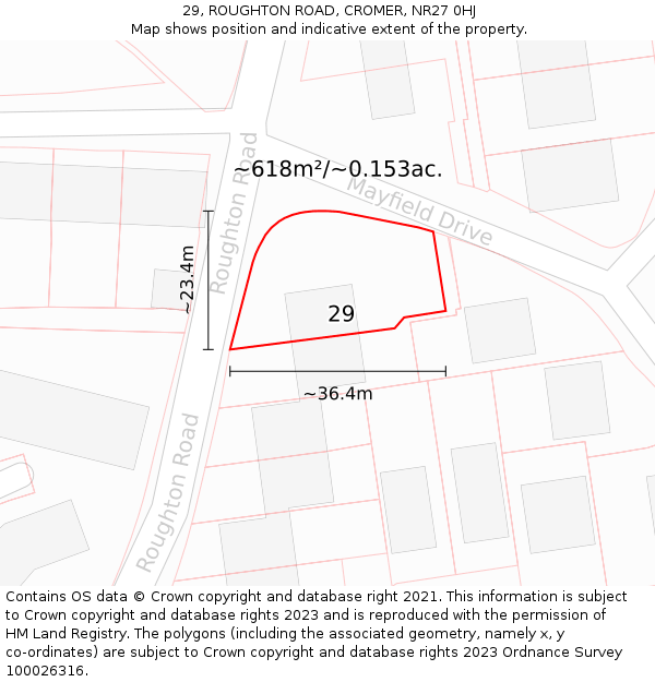 29, ROUGHTON ROAD, CROMER, NR27 0HJ: Plot and title map