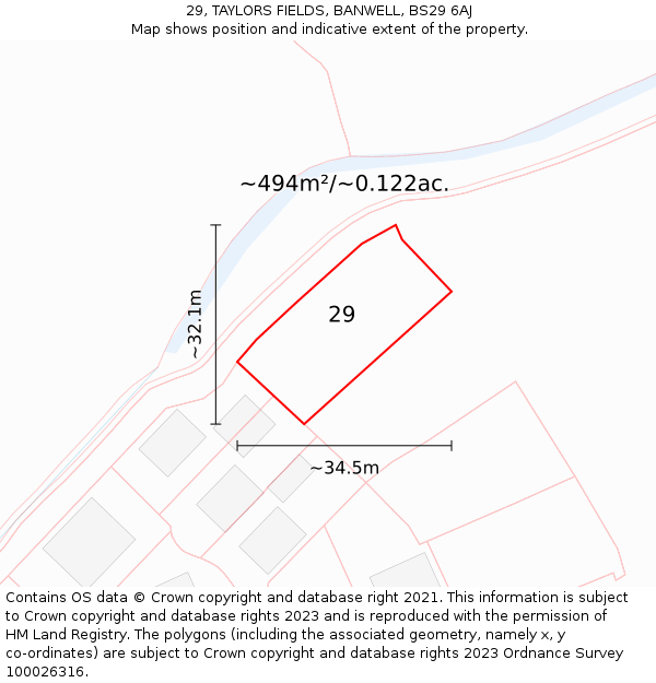 29, TAYLORS FIELDS, BANWELL, BS29 6AJ: Plot and title map