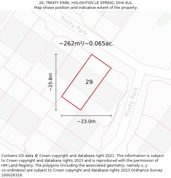 29, TRINITY PARK, HOUGHTON LE SPRING, DH4 4UL: Plot and title map