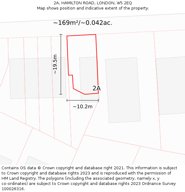 2A, HAMILTON ROAD, LONDON, W5 2EQ: Plot and title map