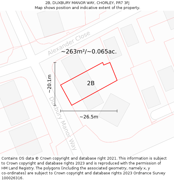 2B, DUXBURY MANOR WAY, CHORLEY, PR7 3FJ: Plot and title map