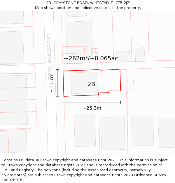 2B, GRAYSTONE ROAD, WHITSTABLE, CT5 2JZ: Plot and title map