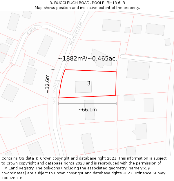 3, BUCCLEUCH ROAD, POOLE, BH13 6LB: Plot and title map