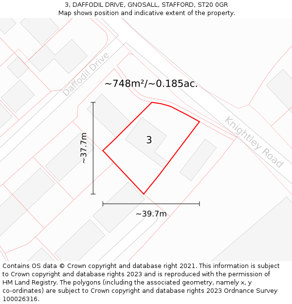 3, DAFFODIL DRIVE, GNOSALL, STAFFORD, ST20 0GR: Plot and title map