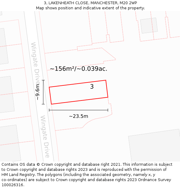 3, LAKENHEATH CLOSE, MANCHESTER, M20 2WP: Plot and title map