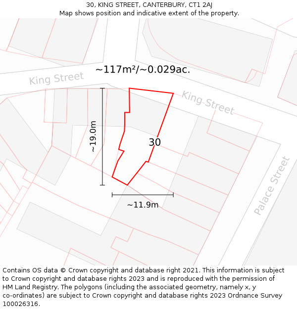 30, KING STREET, CANTERBURY, CT1 2AJ: Plot and title map