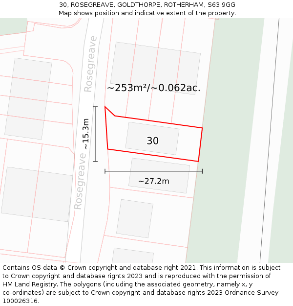 30, ROSEGREAVE, GOLDTHORPE, ROTHERHAM, S63 9GG: Plot and title map