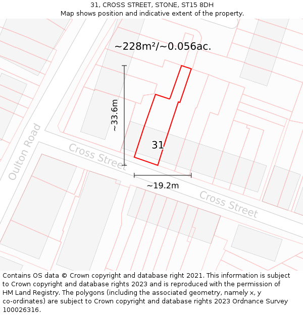 31, CROSS STREET, STONE, ST15 8DH: Plot and title map