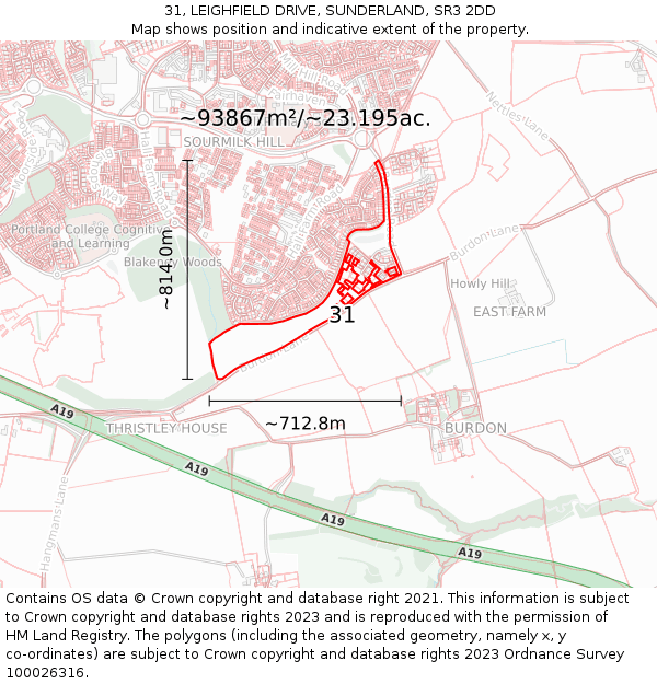 31, LEIGHFIELD DRIVE, SUNDERLAND, SR3 2DD: Plot and title map