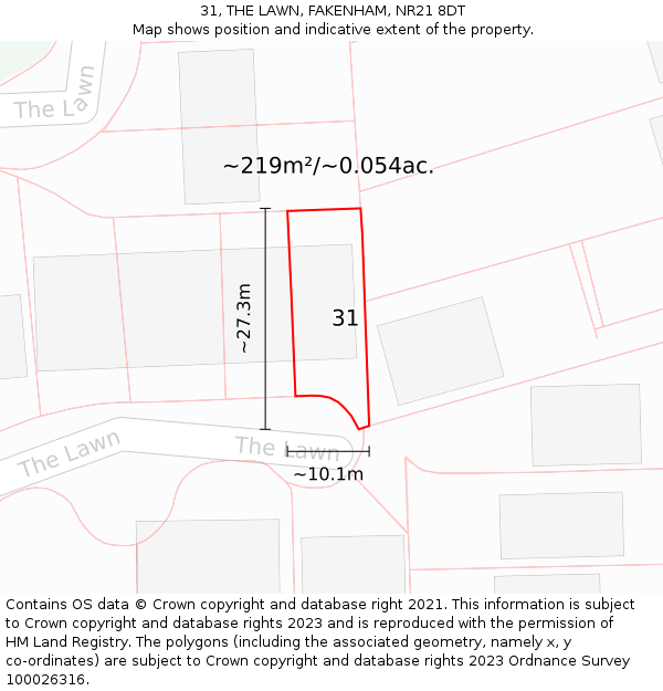 31, THE LAWN, FAKENHAM, NR21 8DT: Plot and title map