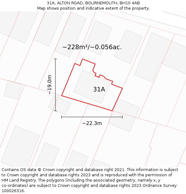 31A, ALTON ROAD, BOURNEMOUTH, BH10 4AB: Plot and title map