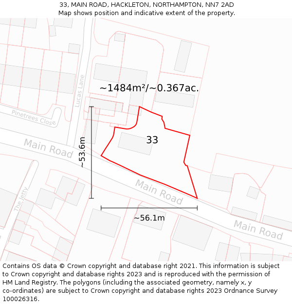 33, MAIN ROAD, HACKLETON, NORTHAMPTON, NN7 2AD: Plot and title map