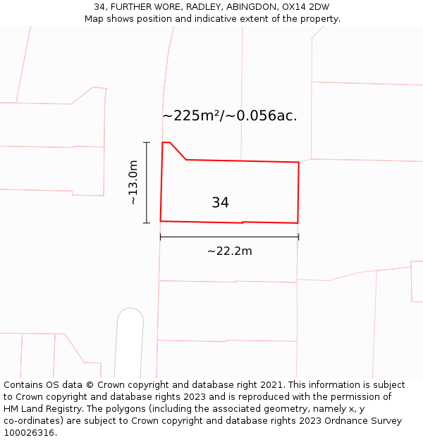 34, FURTHER WORE, RADLEY, ABINGDON, OX14 2DW: Plot and title map