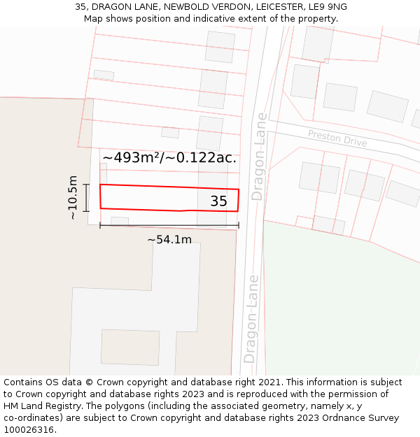 35, DRAGON LANE, NEWBOLD VERDON, LEICESTER, LE9 9NG: Plot and title map