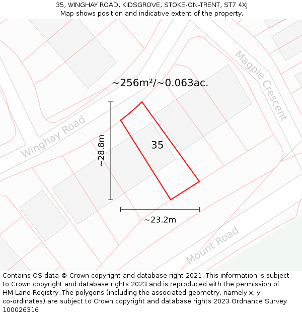 35, WINGHAY ROAD, KIDSGROVE, STOKE-ON-TRENT, ST7 4XJ: Plot and title map