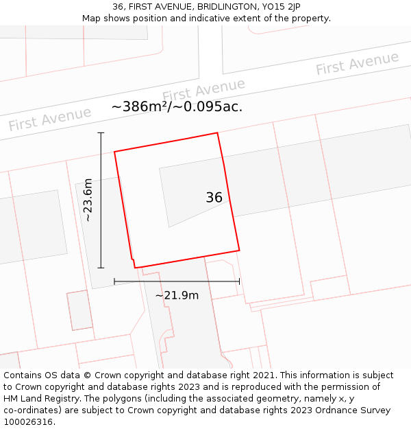 36, FIRST AVENUE, BRIDLINGTON, YO15 2JP: Plot and title map