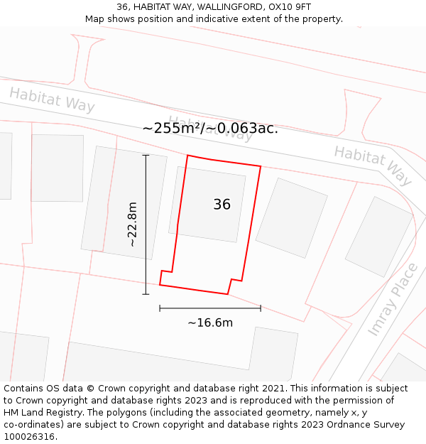 36, HABITAT WAY, WALLINGFORD, OX10 9FT: Plot and title map