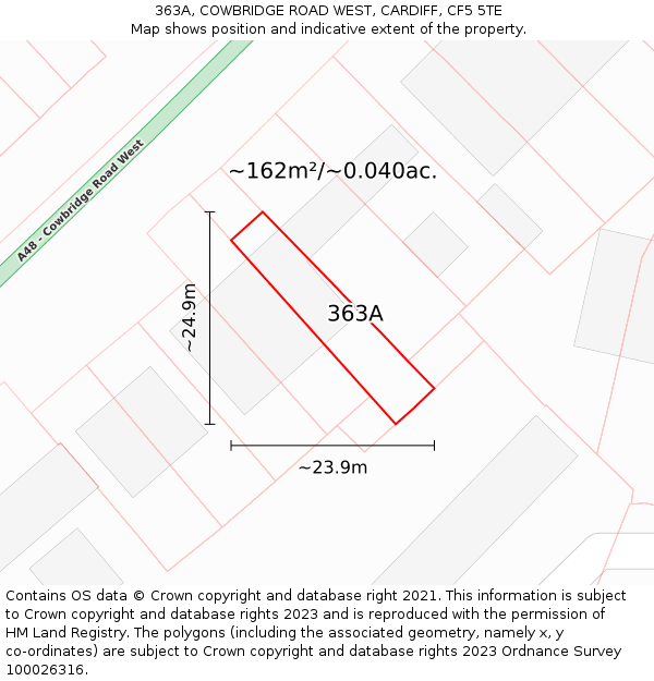 363A, COWBRIDGE ROAD WEST, CARDIFF, CF5 5TE: Plot and title map