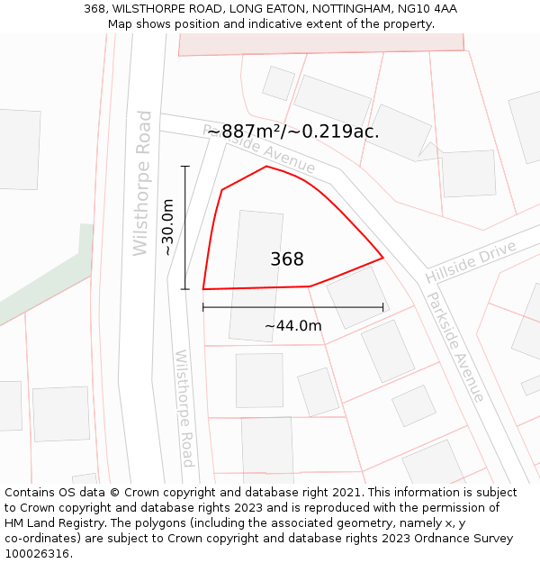 368, WILSTHORPE ROAD, LONG EATON, NOTTINGHAM, NG10 4AA: Plot and title map