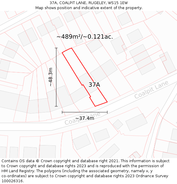 37A, COALPIT LANE, RUGELEY, WS15 1EW: Plot and title map