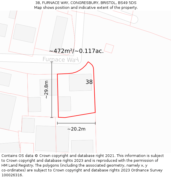 38, FURNACE WAY, CONGRESBURY, BRISTOL, BS49 5DS: Plot and title map