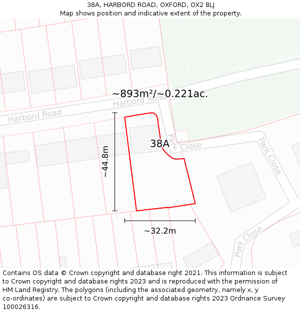 38A, HARBORD ROAD, OXFORD, OX2 8LJ: Plot and title map