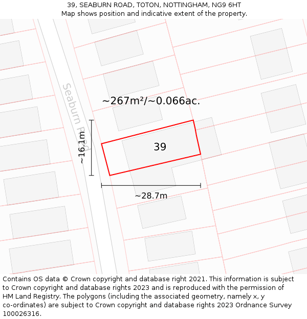 39, SEABURN ROAD, TOTON, NOTTINGHAM, NG9 6HT: Plot and title map