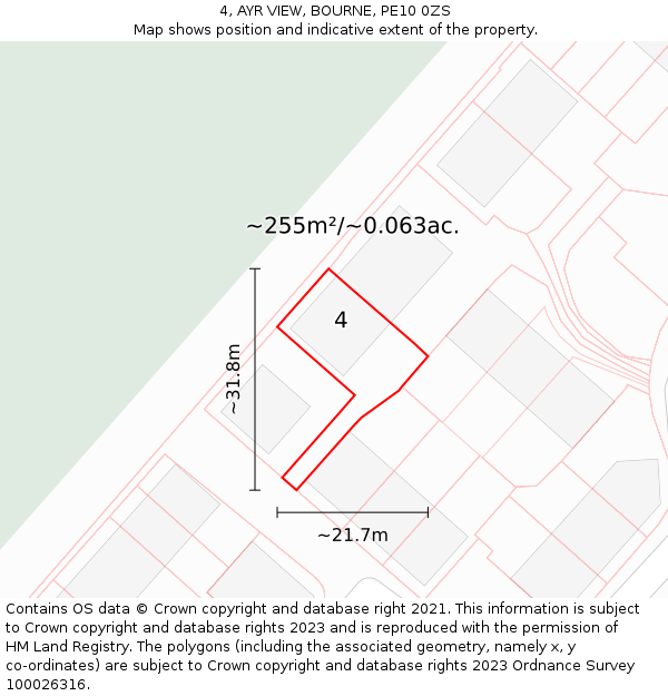 4, AYR VIEW, BOURNE, PE10 0ZS: Plot and title map