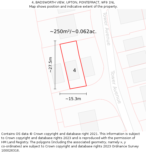 4, BADSWORTH VIEW, UPTON, PONTEFRACT, WF9 1NL: Plot and title map