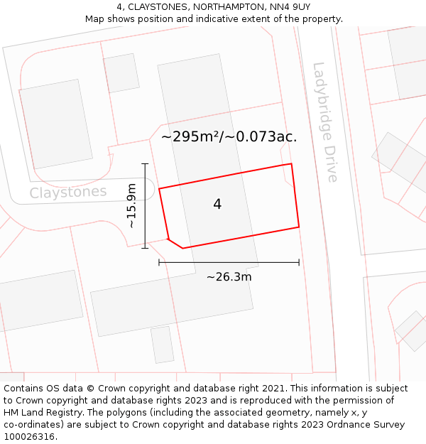 4, CLAYSTONES, NORTHAMPTON, NN4 9UY: Plot and title map